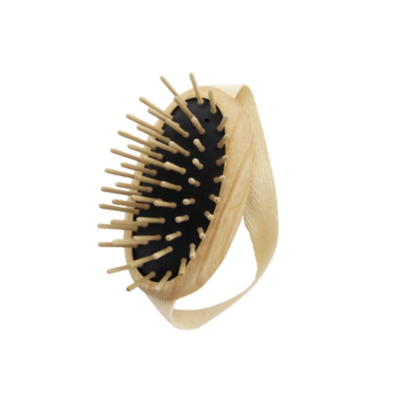 TEK â€“ Scalp Massage Brush with Strap in Ash Wood Handmade in Italy â€“ Stimulates Hair Growth, Ideal for Shampoo and Anti-Hair Loss Lotions â€“ 8.5 x 5 cm â€“ Vegan and Sustainable - Image 1